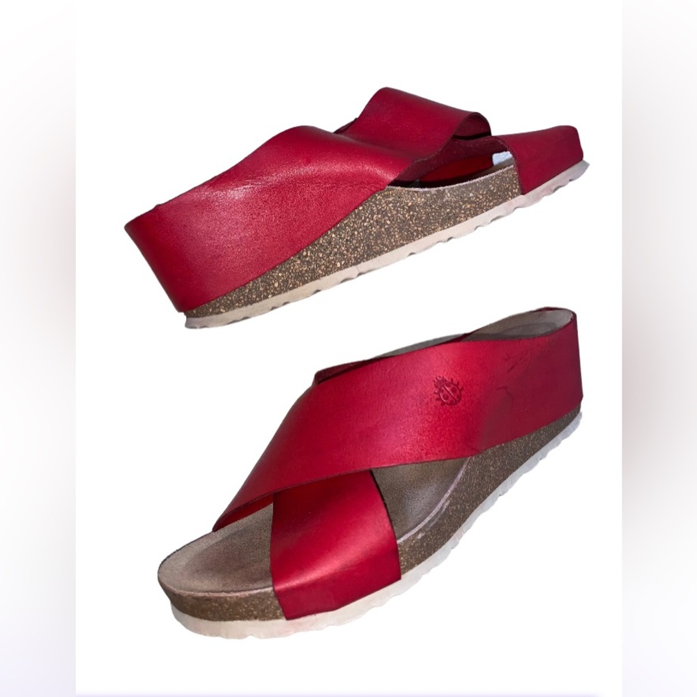 Yokono 9.5 red leather wedges women’s shoes size 9 1/2 - Picture 7 of 14